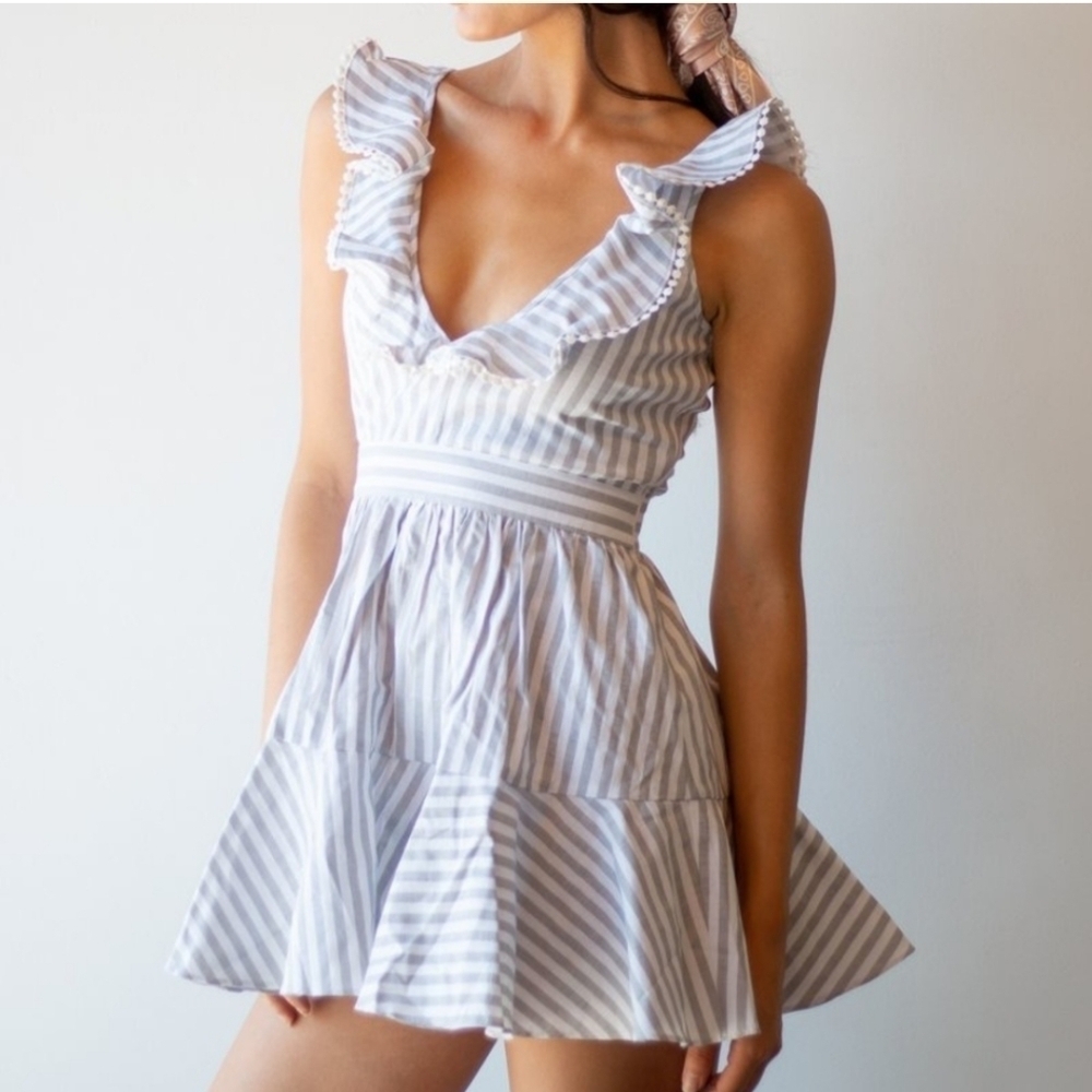 Maccs The Label Cotton Blend Flirty Ruffle Dress Sz Small